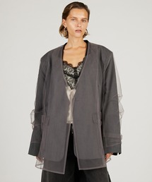 PRANK PROJECT | 【2026Spring Pre-Order】チュールレイヤードジャケット / Tulle Layered Jacket(ノーカラージャケット)