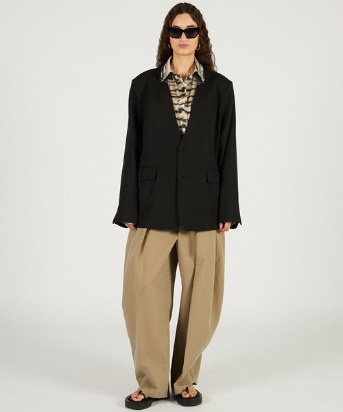 PRANK PROJECT（プランクプロジェクト）の「【2026Spring Pre-Order】チュールレイヤードジャケット / Tulle Layered Jacket（ノーカラージャケット・レディース・ブラック/グレー/ベージュ・FREE）」の5枚目の写真