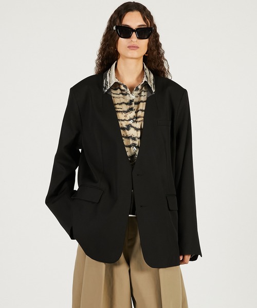 PRANK PROJECT（プランクプロジェクト）の「【2026Spring Pre-Order】チュールレイヤードジャケット / Tulle Layered Jacket（ノーカラージャケット・レディース・ブラック/グレー/ベージュ・FREE）」の12枚目の写真