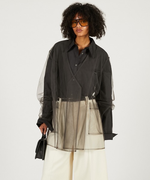 PRANK PROJECT（プランクプロジェクト）の「【2026Spring Pre-Order】チュールレイヤードジャケット / Tulle Layered Jacket（ノーカラージャケット・レディース・ブラック/グレー/ベージュ・FREE）」の11枚目の写真