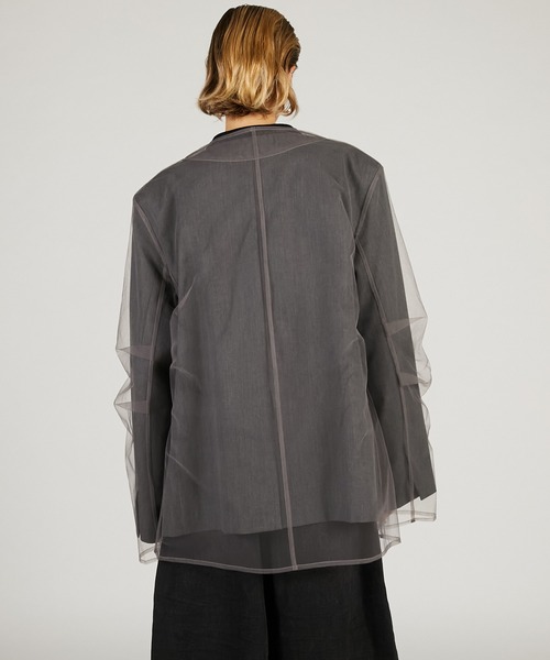 PRANK PROJECT（プランクプロジェクト）の「【2026Spring Pre-Order】チュールレイヤードジャケット / Tulle Layered Jacket（ノーカラージャケット・レディース・ブラック/グレー/ベージュ・FREE）」の18枚目の写真