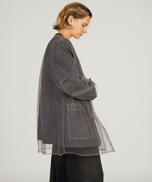 PRANK PROJECT（プランクプロジェクト）の「【2026Spring Pre-Order】チュールレイヤードジャケット / Tulle Layered Jacket（ノーカラージャケット・レディース・ブラック/グレー/ベージュ・FREE）」の19枚目の写真