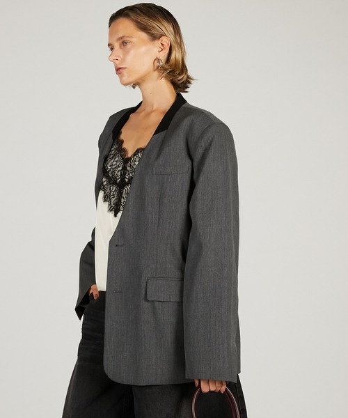 PRANK PROJECT（プランクプロジェクト）の「【2026Spring Pre-Order】チュールレイヤードジャケット / Tulle Layered Jacket（ノーカラージャケット・レディース・ブラック/グレー/ベージュ・FREE）」の21枚目の写真