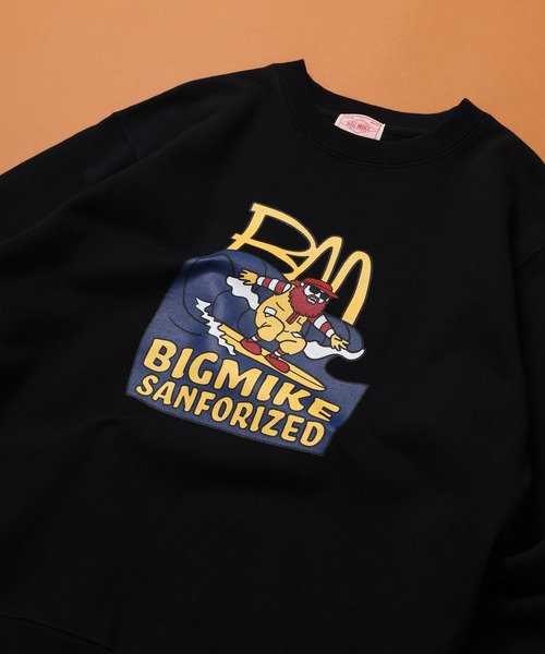 BIG MIKE(ビッグマイク)の「BIGMIKE 裏毛 クルーネック長袖トレーナー(スウェット・レディース・グレー系/ブラック系/ブラック/アッシュグレー/杢グレー/グリーン/ブラック系1/グリーン系・L/XL/M)」の2枚目の写真