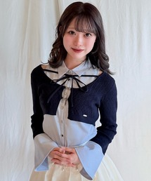 NOMAE | シャツレイヤードケーブルニット(Tシャツ/カットソー)