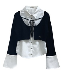 NOMAE | シャツレイヤードケーブルニット(Tシャツ/カットソー)