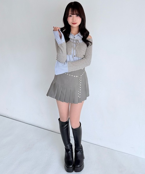 NOMAE（ノーマエ）の「シャツレイヤードケーブルニット（Tシャツ/カットソー・レディース・グレー/ダークブルー/アイボリー/ブラック・FREE）」の21枚目の写真