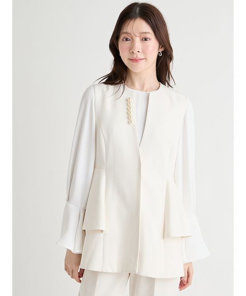 CELFORD（セルフォード）の「ペプラムパールジレ（その他アウター・レディース・ダークネイビー/アイボリー/ブラック・F）」の7枚目の写真