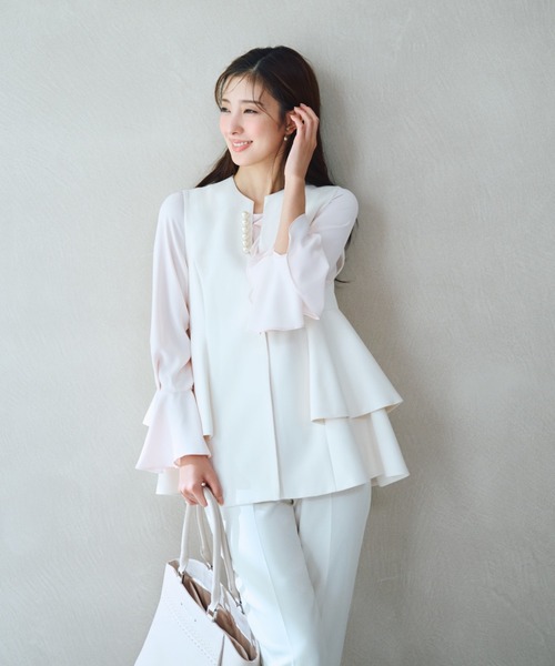 CELFORD（セルフォード）の「ペプラムパールジレ（その他アウター・レディース・ダークネイビー/アイボリー/ブラック・F）」の2枚目の写真