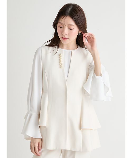 CELFORD（セルフォード）の「ペプラムパールジレ（その他アウター・レディース・ダークネイビー/アイボリー/ブラック・F）」の5枚目の写真