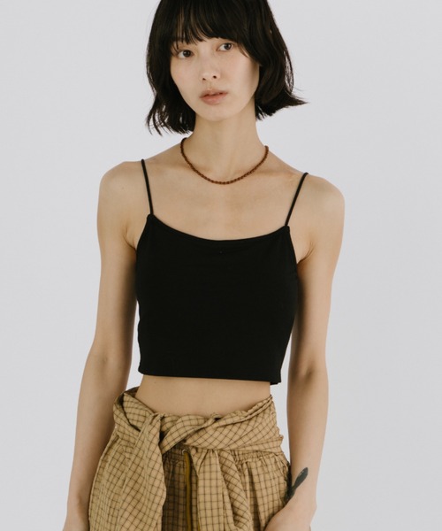 duei(デュイ)の「カップ付ショート丈キャミ / 接触冷感 / 抗菌防臭 / UVカット(キャミソール・レディース・ブラック/ホワイト・FREE)」の1枚目の写真