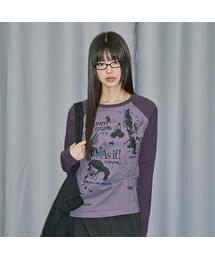 ODD STUDIO（オッドスタジオ）の「キッチスタンプピンタックラグランロングスリーブ - グレイパープル（Tシャツ/カットソー）」
