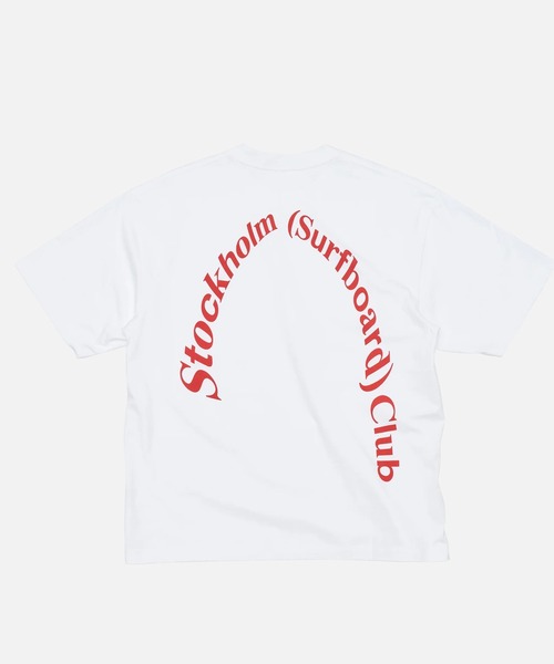 Stockholm Surfboard Club(ストックホルムサーフボードクラブ)の「Stockholm Surfboard Club/ストックホルムサーフボードクラブ 半袖Tシャツ Back Logo T-Shirt(Tシャツ/カットソー・メンズ・ブラック/マルーン/ホワイト・S/M/L/XL)」の4枚目の写真