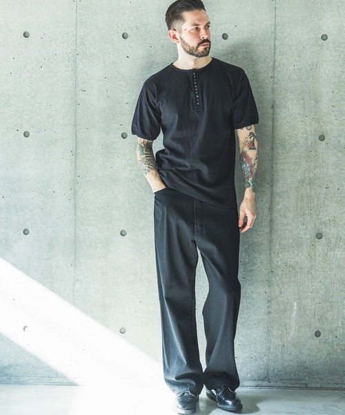 MR.OLIVE(ミスターオリーブ)の「VINTAGE CALIFORNIA COTTON / 10-BUTTON HENLEY NECK SHIRT /M261138(Tシャツ/カットソー・メンズ・オフホワイト/ブラック・MEDIUM/LARGE)」の5枚目の写真