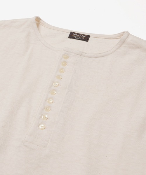 MR.OLIVE(ミスターオリーブ)の「VINTAGE CALIFORNIA COTTON / 10-BUTTON HENLEY NECK SHIRT /M261138(Tシャツ/カットソー・メンズ・オフホワイト/ブラック・MEDIUM/LARGE)」の9枚目の写真