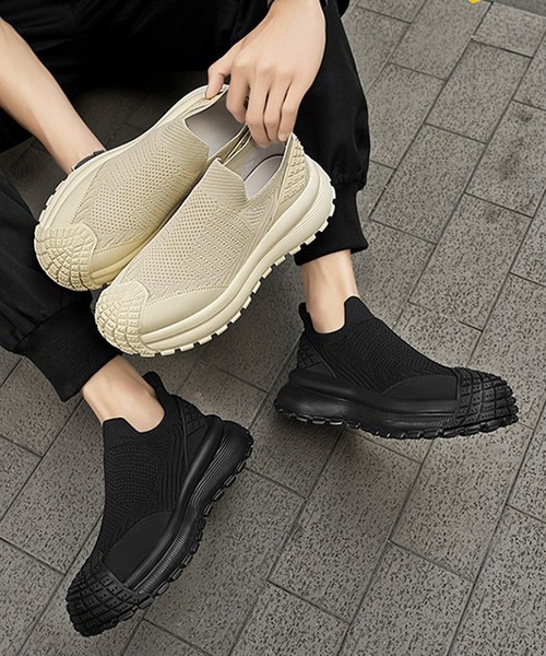 WESTBOY(ウエストボーイ)の「ストリート ニットスリッポン スニーカー WO25W18SH03(スニーカー・メンズ・ベージュ/ブラック・41/44/43/42)」の3枚目の写真