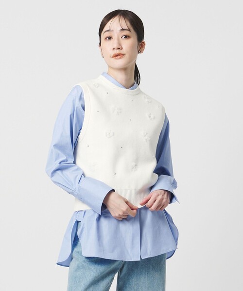 UNITED ARROWS(ユナイテッドアローズ)の「3D ビジュー ベスト(ベスト・レディース・オフホワイト/ブラック/ダークグレー・FREE)」の6枚目の写真