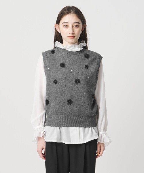UNITED ARROWS(ユナイテッドアローズ)の「3D ビジュー ベスト(ベスト・レディース・オフホワイト/ブラック/ダークグレー・FREE)」の10枚目の写真