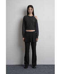SHOULDER SLIT KNIT CARDIGAN CHARCOAL