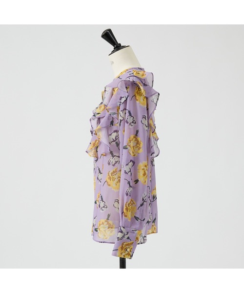 DESIGNWORKS（デザインワークス）の「【セットアップ対応】フラワープリントリボン付きラッフルブラウス（シャツ/ブラウス・レディース・ブラック・38）」の21枚目の写真