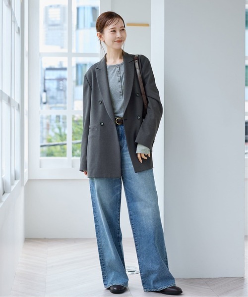 JOURNAL STANDARD（ジャーナルスタンダード）の「《追加》ライクストレッチジャケット（テーラードジャケット・レディース・チャコールグレー/ブラック・38/36）」の4枚目の写真