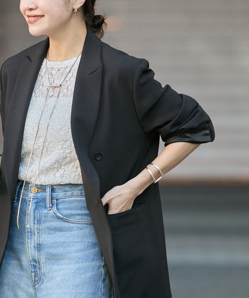 JOURNAL STANDARD（ジャーナルスタンダード）の「《追加》ライクストレッチジャケット（テーラードジャケット・レディース・チャコールグレー/ブラック・38/36）」の8枚目の写真