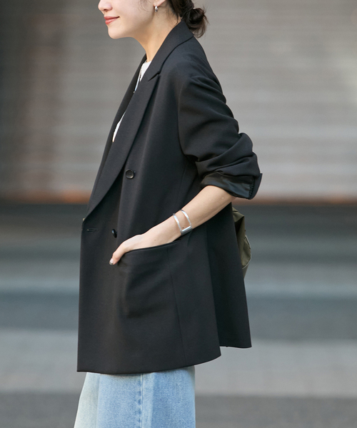 JOURNAL STANDARD（ジャーナルスタンダード）の「《追加》ライクストレッチジャケット（テーラードジャケット・レディース・チャコールグレー/ブラック・38/36）」の9枚目の写真