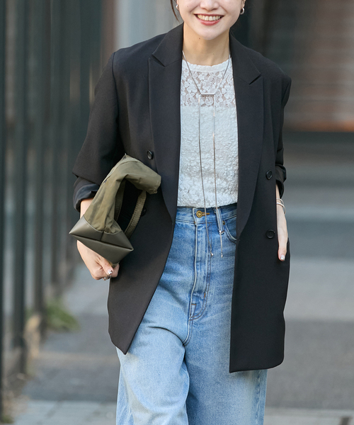 JOURNAL STANDARD（ジャーナルスタンダード）の「《追加》ライクストレッチジャケット（テーラードジャケット・レディース・チャコールグレー/ブラック・38/36）」の11枚目の写真