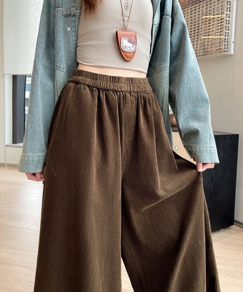 Miniministore(ミニミニストア)の「フリル裾ワイドパンツ コーデュロイパンツ(スラックス・レディース・ベージュ/ブラウン/ピンク・FREE)」の15枚目の写真
