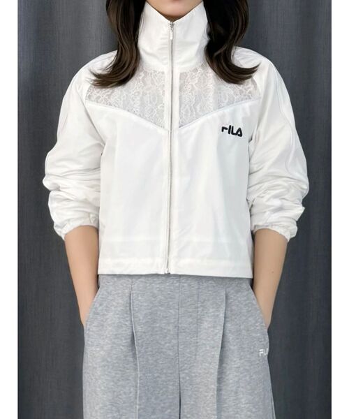 FILA（フィラ）の「【FILA別注】レース切替トラックジャケット（ナイロンジャケット・レディース・オフホワイト/ライトブルー・FREE）」の19枚目の写真
