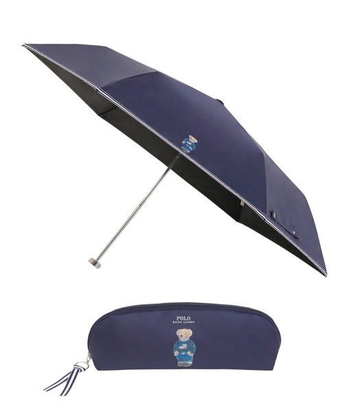 POLO RALPH LAUREN（ポロ ラルフ ローレン）の「【WEB限定】遮光100% 晴雨兼用 折りたたみ日傘 ”POLO FLAG BEAR” ポーチ付（折りたたみ傘・レディース・ベージュ/ダークブルー/ホワイト×ブルー/オフホワイト・FREE）」の4枚目の写真