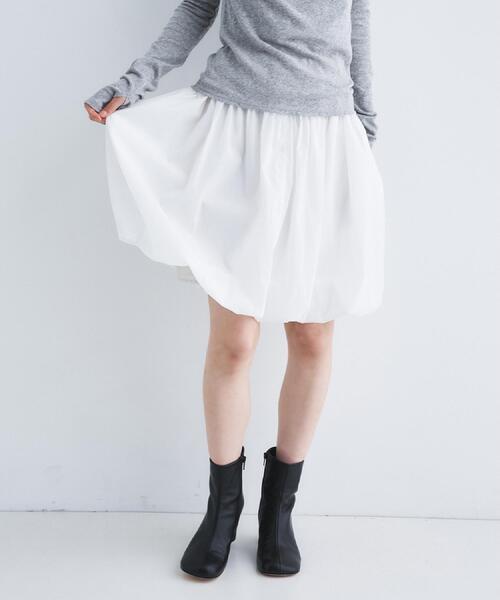 CODE A（コードエー）の「balloon easy skirt（スカート・レディース・ライトグレー/ホワイト・36/34）」の3枚目の写真