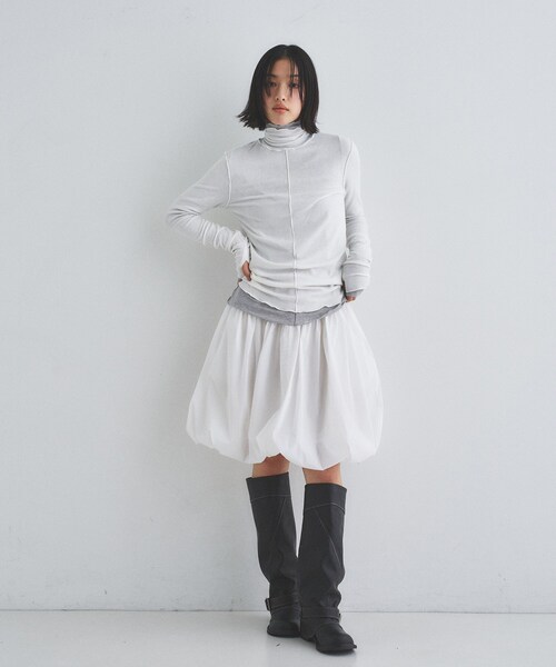 CODE A（コードエー）の「balloon easy skirt（スカート・レディース・ライトグレー/ホワイト・36/34）」の8枚目の写真