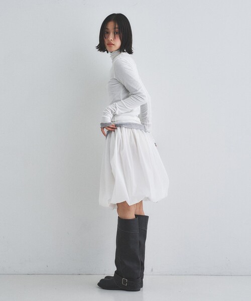 CODE A（コードエー）の「balloon easy skirt（スカート・レディース・ライトグレー/ホワイト・36/34）」の9枚目の写真