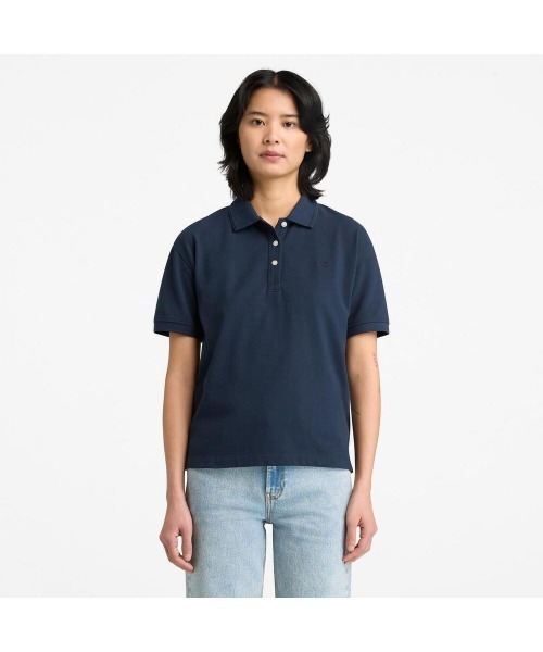 Timberland(ティンバーランド)の「半袖 ピケ ポロシャツ レディース(ポロシャツ・レディース・ダークブルー・LARGE/MEDIUM/SMALL/X-SMALL)」の1枚目の写真