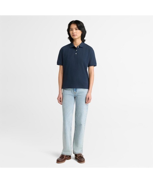 Timberland(ティンバーランド)の「半袖 ピケ ポロシャツ レディース(ポロシャツ・レディース・ダークブルー・LARGE/MEDIUM/SMALL/X-SMALL)」の2枚目の写真
