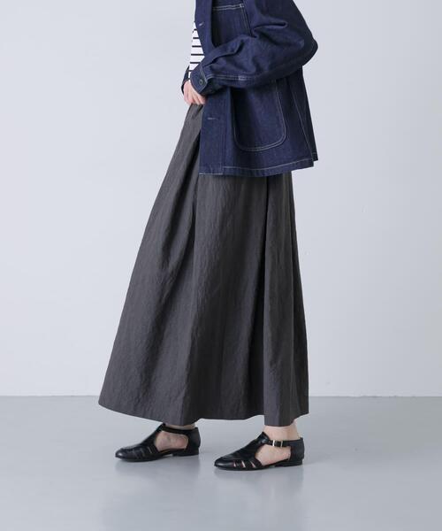 かぐれ(カグレ)の「リネンコットンタックスカート(スカート・レディース・チャコールグレー/ブラック・FREE)」の4枚目の写真