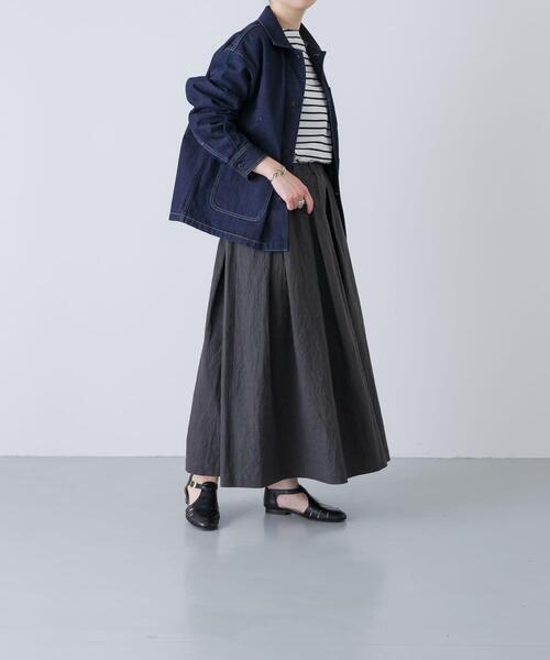 かぐれ(カグレ)の「リネンコットンタックスカート(スカート・レディース・チャコールグレー/ブラック・FREE)」の5枚目の写真