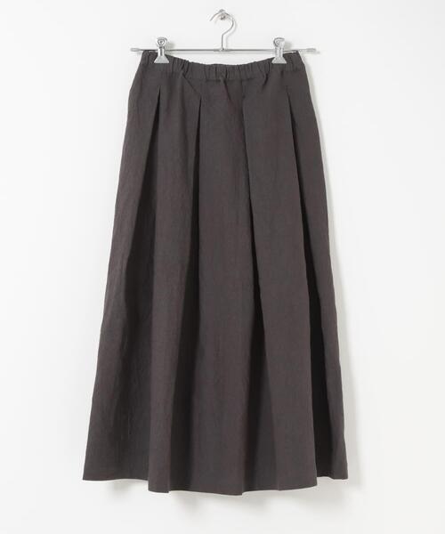 かぐれ(カグレ)の「リネンコットンタックスカート(スカート・レディース・チャコールグレー/ブラック・FREE)」の6枚目の写真