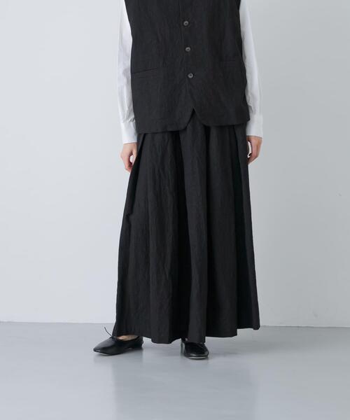 かぐれ(カグレ)の「リネンコットンタックスカート(スカート・レディース・チャコールグレー/ブラック・FREE)」の9枚目の写真