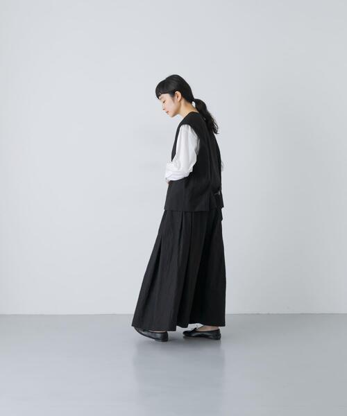 かぐれ(カグレ)の「リネンコットンタックスカート(スカート・レディース・チャコールグレー/ブラック・FREE)」の12枚目の写真