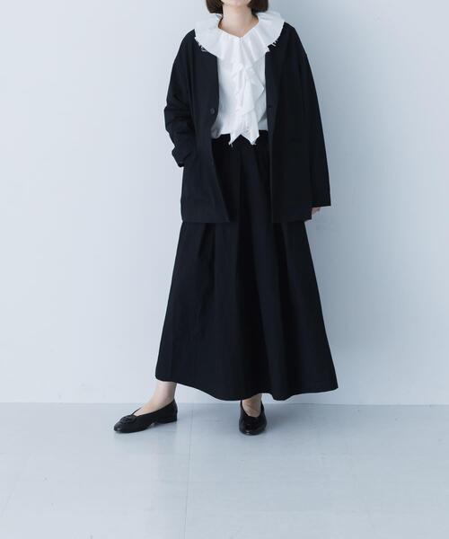 かぐれ(カグレ)の「リネンコットンタックスカート(スカート・レディース・チャコールグレー/ブラック・FREE)」の14枚目の写真