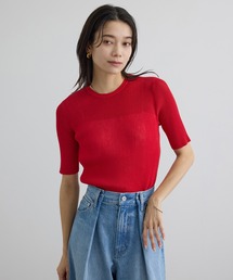 SALON adam et rope' | 【WEB限定】シアーリブニットハーフスリーブプルオーバー(Tシャツ/カットソー)