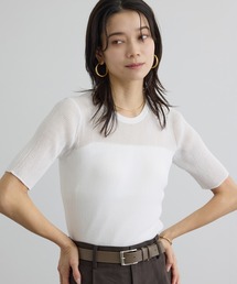 【WEB限定】シアーリブニットハーフスリーブプルオーバー