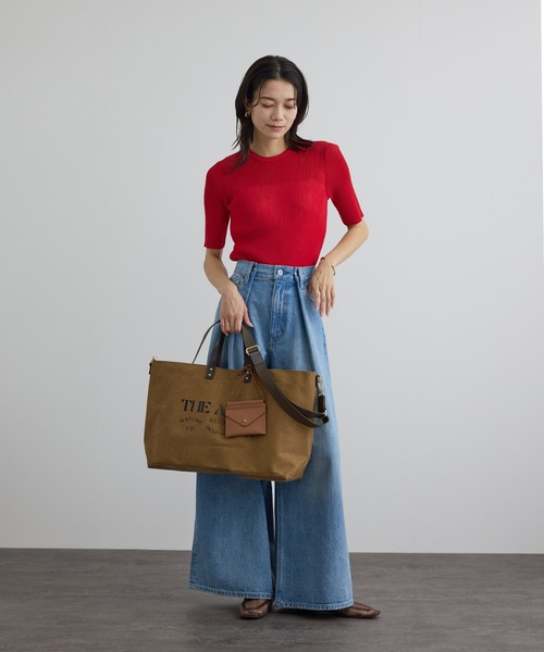 SALON adam et rope'(サロン アダム エ ロペ)の「【WEB限定】シアーリブニットハーフスリーブプルオーバー(Tシャツ/カットソー・レディース・オフホワイト/ブラック/レッド/ブラウン・FREE)」の22枚目の写真