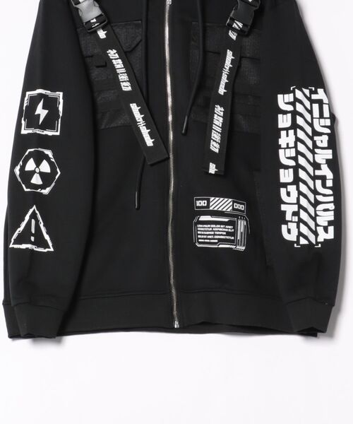 （5）初期II衝動ホワイト フード付きパーカー 初期衝動/ ショキショウドウ ストラップフルジップパーカー(M2