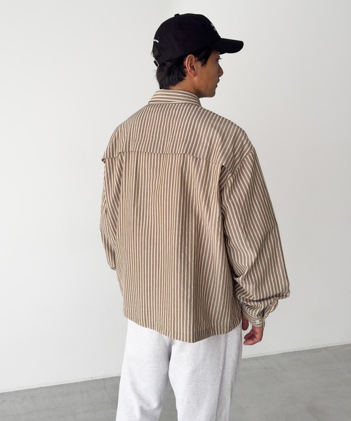 CANAL JEAN(キャナルジーン)の「choice_cnl ストライプシャツ(シャツ/ブラウス・レディース・ホワイト/ブラウン・ONE SIZE)」の6枚目の写真
