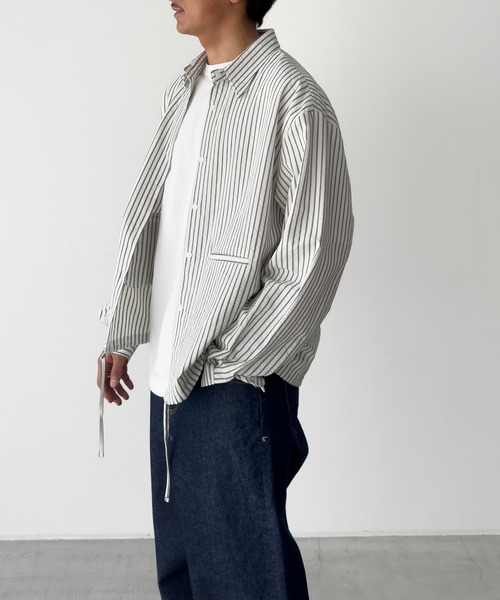 CANAL JEAN(キャナルジーン)の「choice_cnl ストライプシャツ(シャツ/ブラウス・レディース・ホワイト/ブラウン・ONE SIZE)」の9枚目の写真