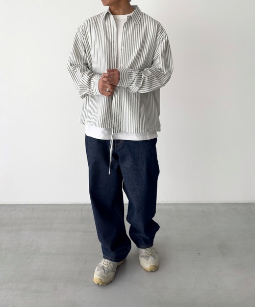 CANAL JEAN(キャナルジーン)の「choice_cnl ストライプシャツ(シャツ/ブラウス・レディース・ホワイト/ブラウン・ONE SIZE)」の10枚目の写真