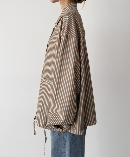 CANAL JEAN(キャナルジーン)の「choice_cnl ストライプシャツ(シャツ/ブラウス・レディース・ホワイト/ブラウン・ONE SIZE)」の12枚目の写真